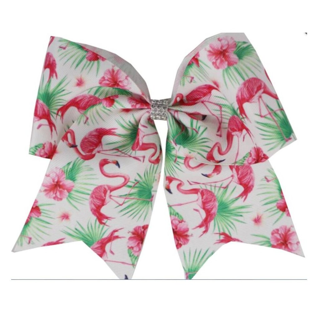 Flamingo Girls Hair Bow Clip 7 Inches